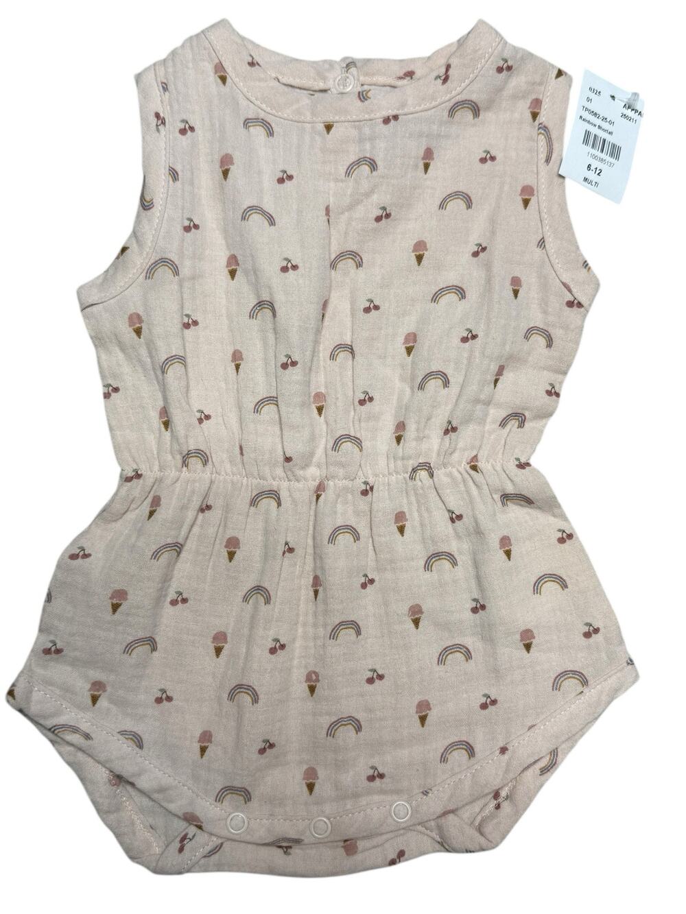 Apple Park Organic Cotton Rainbow Ice Cream Cherry Print Baby Romper 6-12M